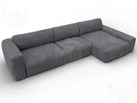 Диван угловой Лига-066 НПБ Лонг угол правый ( BRUT 16 темно-серый )