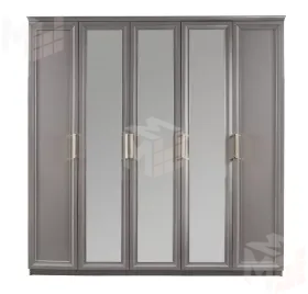 Шкаф Мокко 5-дверный с зеркалом серый