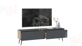 Тумба ТВ Глосс  с опорами - СМ-319.03.011 Яблоня Беллуно, Cтекло Графит матовый