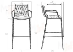 Стул барный DOBRIN MILLER GOLD (светло-серый велюр (135-37))
