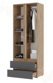 Шкаф 2х створчатый Хелен ШК 01 дуб крафт золото - серый графит