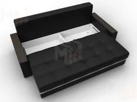 Диван прямой с декором Лига-096 НПБ ( Черный\Белый )