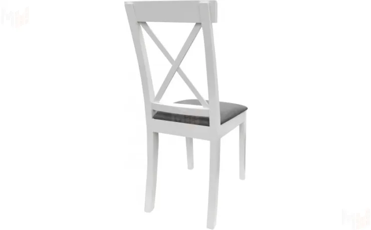 Стул деревянный с мягким сиденьем Бергольф Белый/Серый велюр