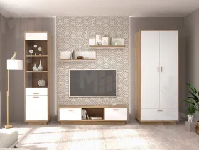 Гостиная Эго Дуб Крафт/Белый Глянец Вариант 1