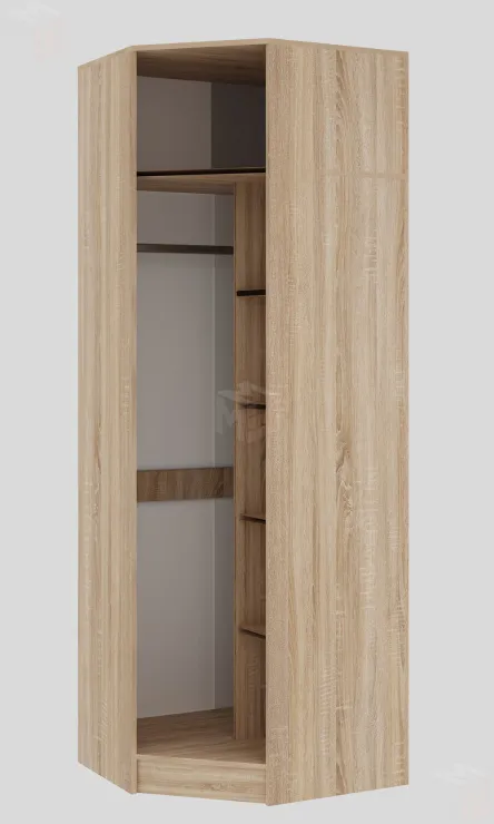 Шкаф Угловой Беатрис Сонома-Белый глянец