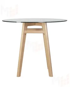 Стол обеденный DOBRIN HENRY`90 GLASS (столешница стекло, деревянное основание)