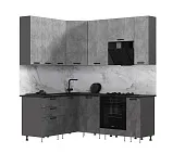 Кухня Рио New угловая 1,6*2,0/900 (490) Бетон светлый/Бетон темный, Графит (Кастилло темный)