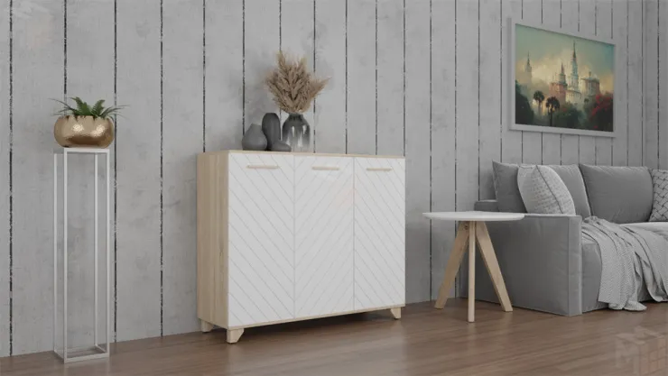 Комод Стокгольм (дуб сонома/белый матовый)