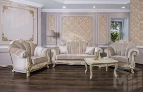 Диван Марселла 3х местный крем глянец