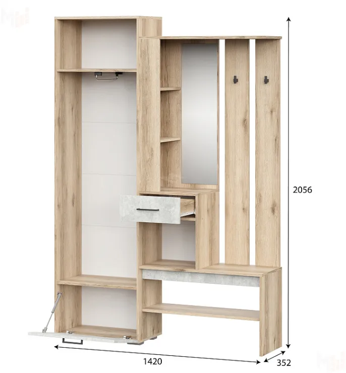 Прихожая Фаворит 1 Дуб Делано/Цемент Светлый