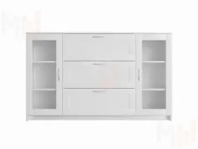 Тумба Сириус 2 двери со стеклом и 3 ящика 156*95 Белый
