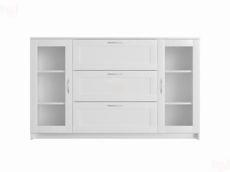 Тумба Сириус 2 двери со стеклом и 3 ящика 156*95 Белый