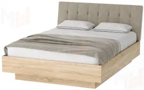 Кровать КРС-1600 СОНАТА с подъёмным механизмом Дуб Сонома - велюр  SAND