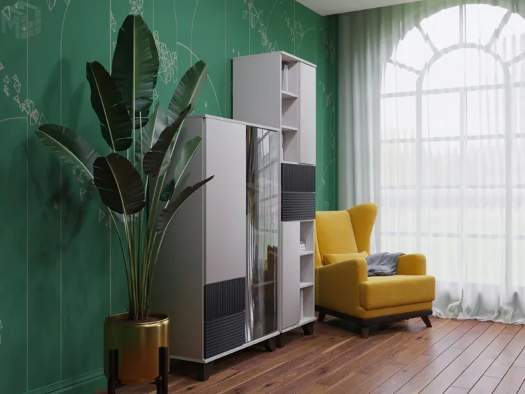 Гостиная Копенгаген белый/серый графит вариант 1