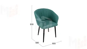Стул Верона Т6 Черный муар, Велюр D006 бирюзовый