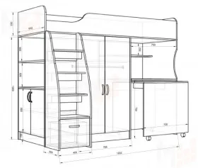 Кровать-чердак Фанки Кидз 18