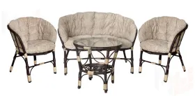 Комплект Багама с диваном и бежевыми ушастыми подушками (полиротанг)