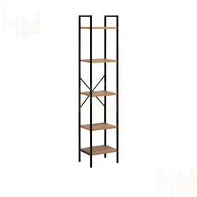 Стеллаж Leset Стилвуд 15 узкий, 5 полок (Чёрный/Дуб крафт золотой)