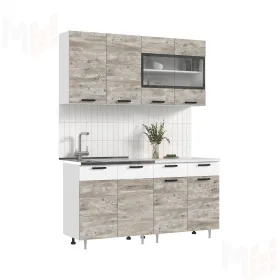 Кухня Рио New 1,6 (490) ЛДСП Юкон/белый, Белый (Антарес)