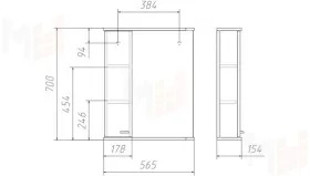 Зеркало-шкаф Классик 55 левый