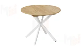 Стол обеденный раздвижной Мэдисон Тип 1 Белый муар, Дуб Крафт золотой