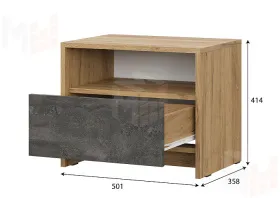  Тумба прикроватная МСП 1 Серия 2 Дуб Золотой/Камень Темный