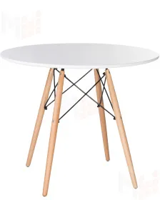 Стол обеденный DOBRIN CHELSEA`90 (ножки светлый бук, цвет белый)