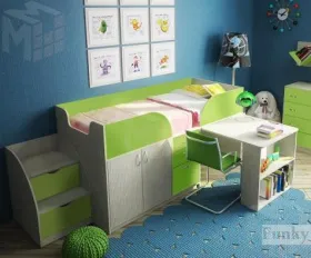 Кровать детская с выдвижным столом Фанки Кидз 10