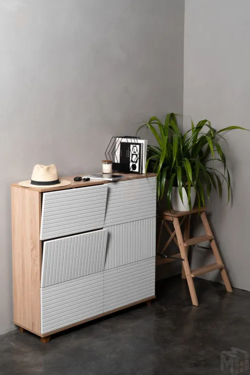 Обувница Копенгаген 6 ящиков (дуб сонома/белый матовый)