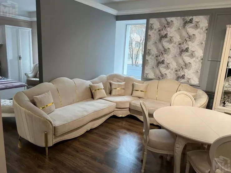 Диван Лара угловой 3-у-2 бежевый золото