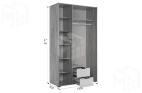 Шкаф трехдверный Адам  дуб крафт золотой/графит