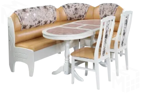 Кухонный уголок Трапеза Комфорт со стульями (слоновая кость)