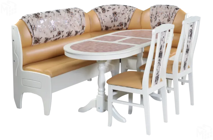 Кухонный уголок Трапеза Комфорт со стульями (слоновая кость)