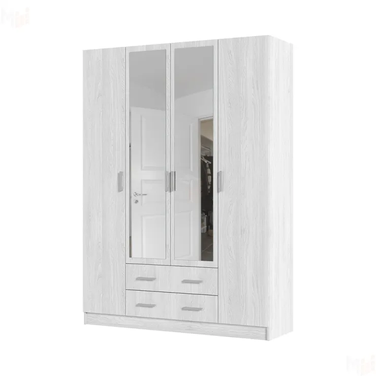 Шкаф 4-х створчатый с ящиками Квадро (ясень анкор светлый)