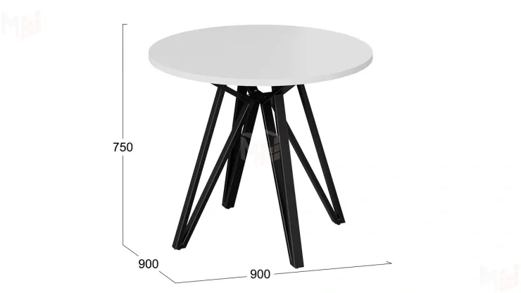Стол обеденный Ройс Тип 2 Черный муар/Белый