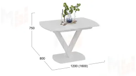 Стол обеденный Салерно Тип 1 Белый муар Стекло матовое белое
