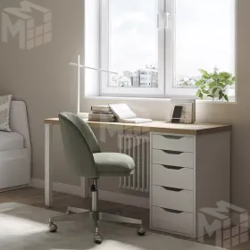 Стол письменный Ингар 1/5Т дуб беленый / белый