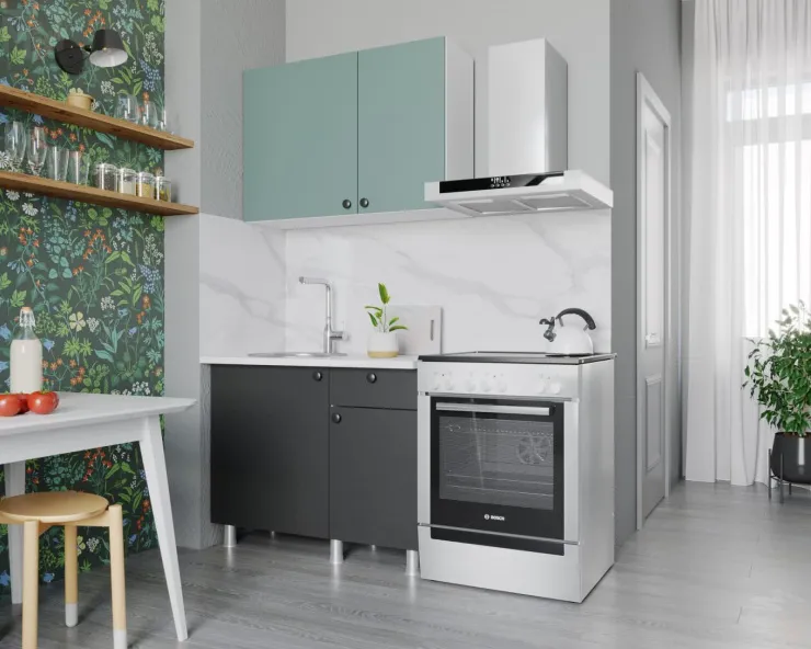 Кухня НК-мебель Деми 1000 Графит/ Голубой сумеречный