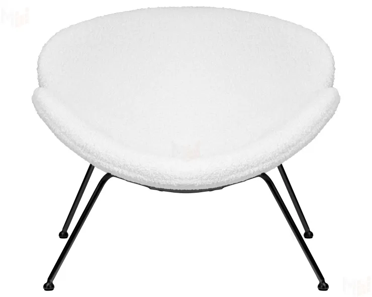 Кресло дизайнерское DOBRIN EMILY (белый (букле) ткань, черное основание)