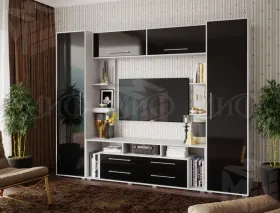 Гостиная Гармония МДФ Белый/Черный глянец
