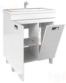 Тумба под умывальник "Elen 75" Cube c корзиной для белья Домино