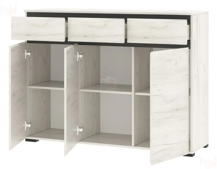 Комод  ГРЕТТА  3С3Я  Дуб Крафт белый - Антрацит