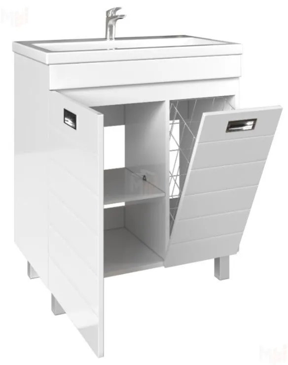 Тумба под умывальник "Elen 75" Cube c корзиной для белья Домино