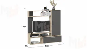 Стенка для гостиной Сиена Дуб Сонома, Графит Серый