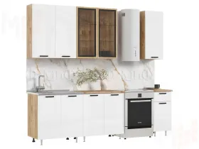 Кухня Рио New 2,0/900 (490) комп №4 (Белый глянец, Дуб крафт (Дуб вотан)