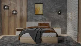 Кровать Копенгаген 1,6 (с настилом) (дуб сонома/белый матовый)