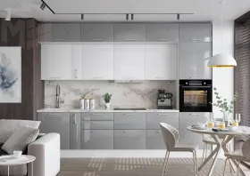 Кухонный гарнитур Galaxy 3,2 белый глянец/серый глянец