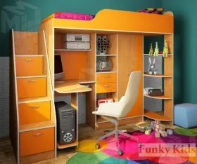 Кровать-чердак Фанки Кидз 15 + лестница-комод 13/8СВ