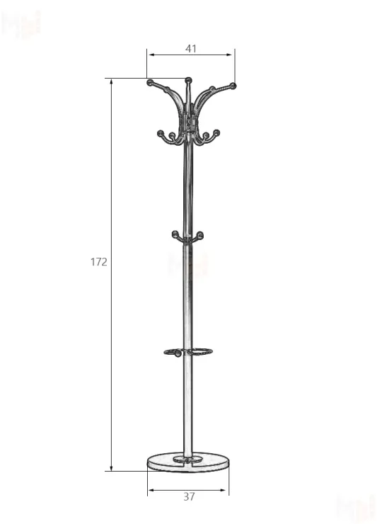 Вешалка напольная DOBRIN CLYDE (чёрный мрамор, коричневый под дерево)