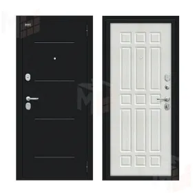 Входная металлическая дверь Мило Букле черное/Bianco Veralinga
